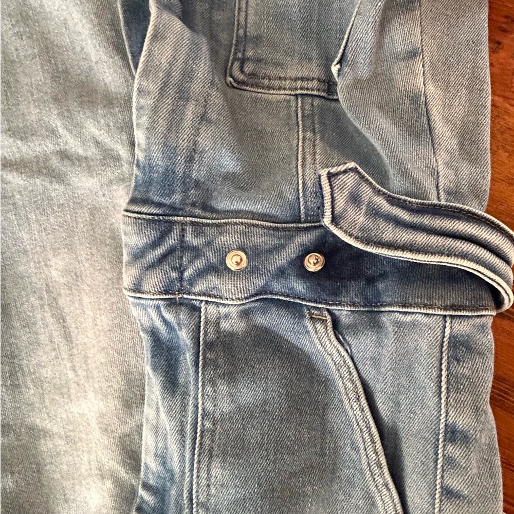 Good American Light Blue Denim Straight Leg Pants Jumpsuit - Picture 6 of 9